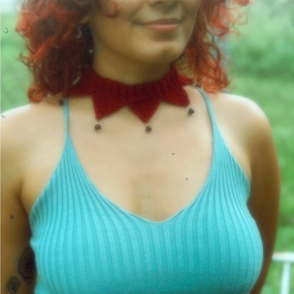 Handmade Crochet Jester Choker Collar